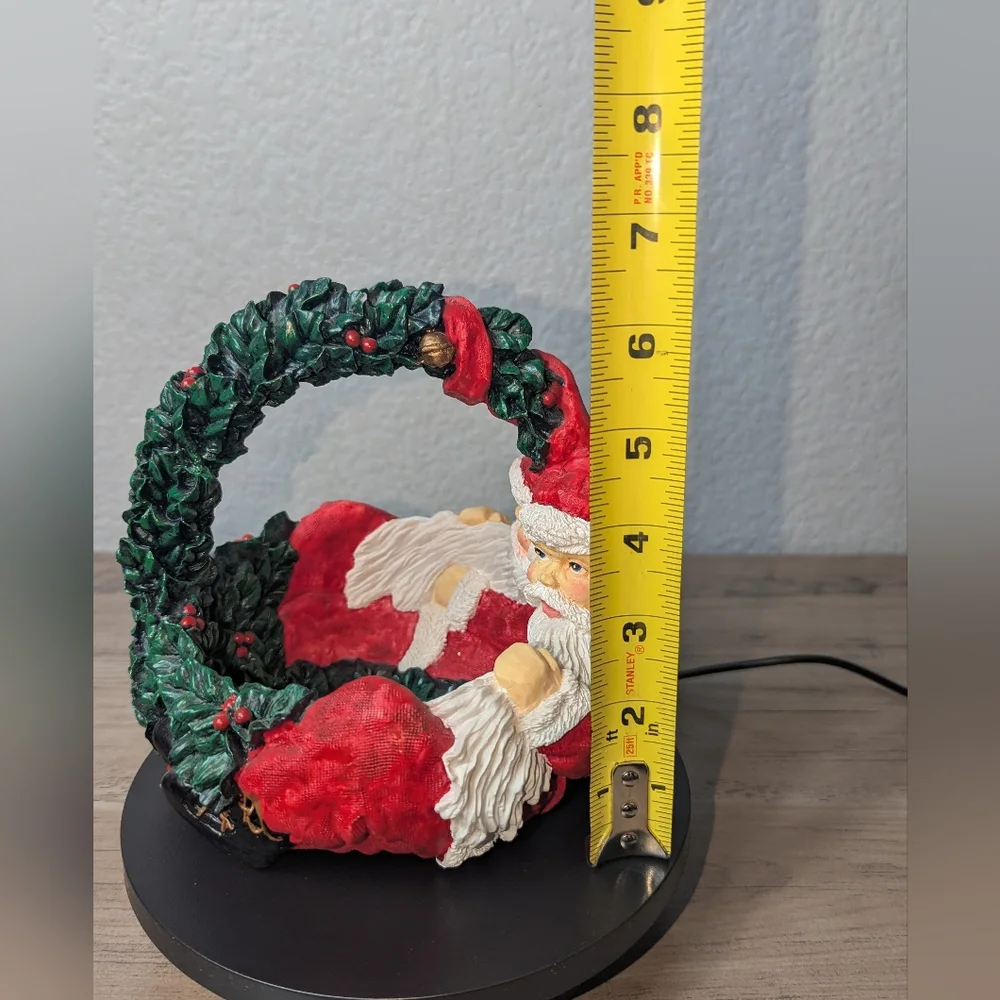 Vintage Department 56 Double Santa Claus Resin Christmas Candy Decor Basket Bowl